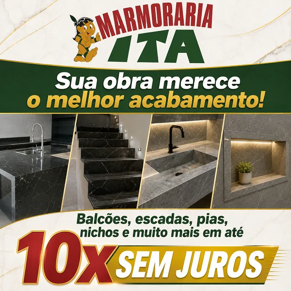 Marmoraria Ita: sua obra merece o melhor acabamento! Balcões, escadas, pias, nichos e muito mais em até 10x sem juros